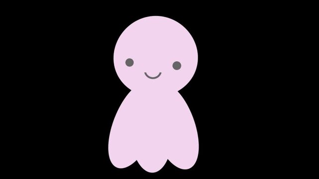 ピンクのてるてる坊主アニメーション素材、黒背景