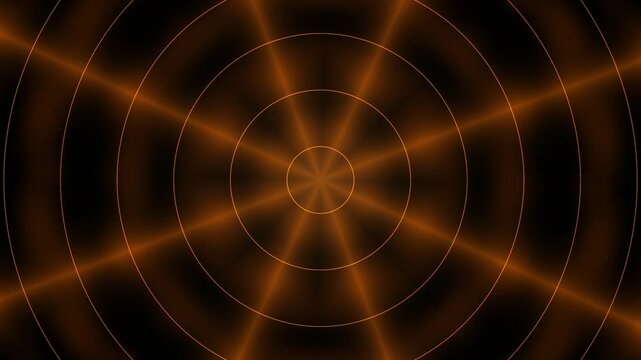 Abstract Glowing Orange Concentric Circles and Radial Lines Animation