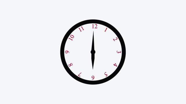 Minimalist analog clock face with moving hands showing passing time loop watch countdown