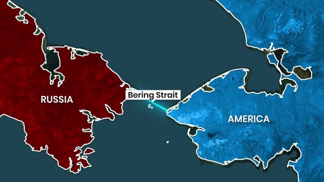 Bering Strait Map Animation Showing Geographic Gap Between Russia and the USA