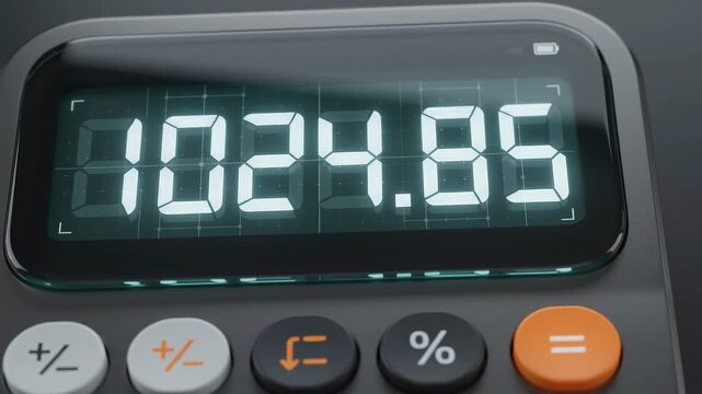 Close up of a calculator screen displaying a numerical financial result.