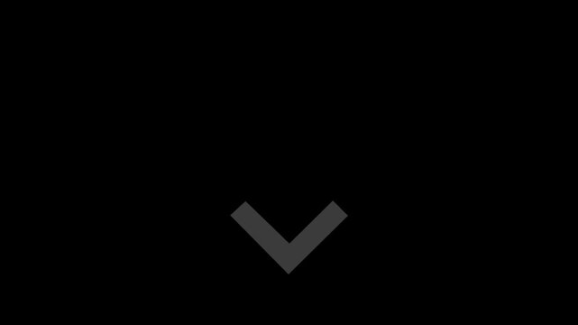 Minimalist motion featuring pulsing chevron arrows pointing downward, smooth animated ui for digital interfaces, modern geometric symbols for web navigation and user experience