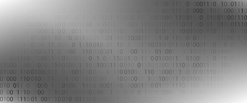 Binary code gradient wave on white. Ones and zeros in halftone gradation texture. Digital system language. Computer encoding abstract background. vector eps 10