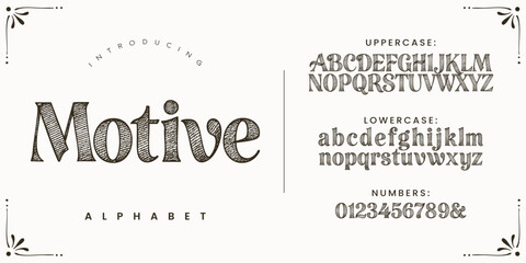 Motive Vintage Font Alphabet Vector Design Classic Typography Style Retro Art Text Lettering © fourmonths
