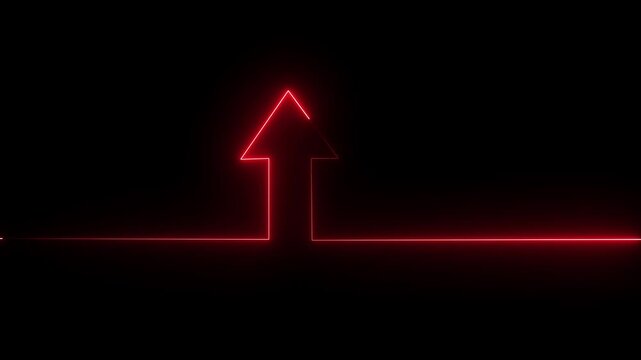 abstract glowing neon line double pink purple color arrow icon motion.