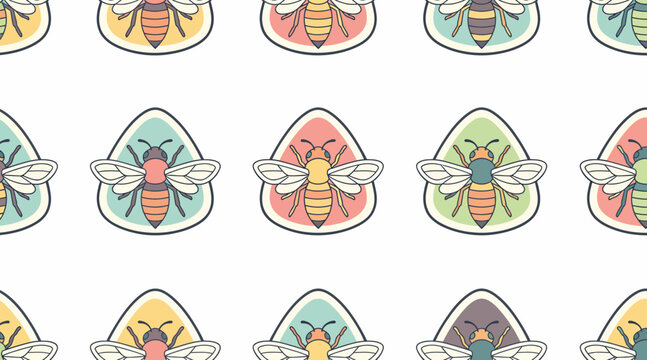 colorful bees pattern on white background