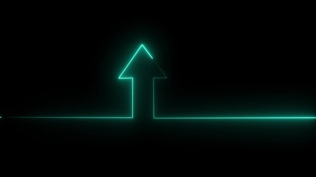 Neon arrow doing direction information animation on black background. Directional sign arrow points to the left, Abstract directional neon arrow icon animation ,neon arrow loading animation 4k.