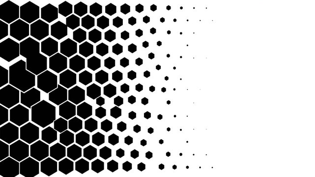 Black hexagon pattern with halftone gradient effect