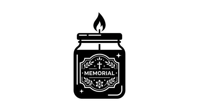 Memorial candle jar vector icon isolated on white