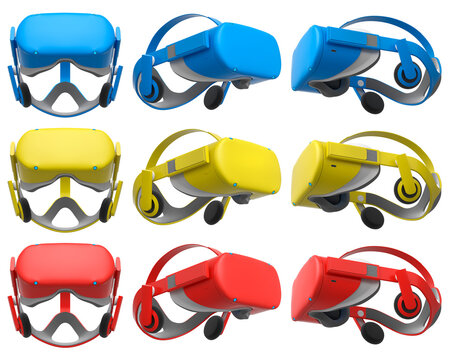 Virtual reality glasses and headset isolated on white background with clipping path