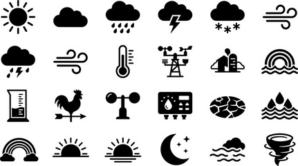 Obraz premium Set of Weather and Meteorological Icons.