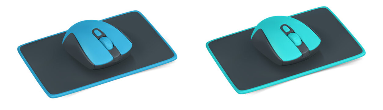 3D rendered computer mouse on mousepad for tech design transparent background