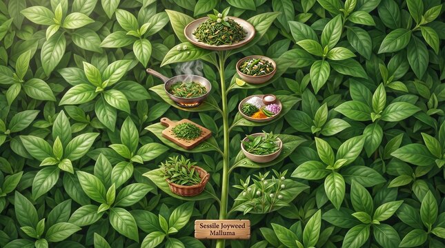 Sessile Joyweed Vegetable Preparation, Traditional Cooking Steps and Healthy Leafy Food