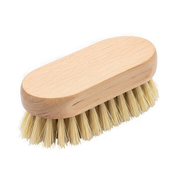 Cleaning brush with natural bristles on neutral background isolated on transparent background
