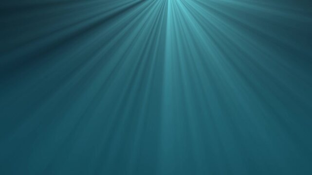 Underwater sun rays seamless loop, turquoise light shafts shining through ocean water background