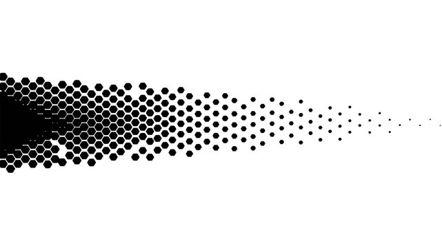 Black hexagon pattern with a halftone fade effect moving from left to right
