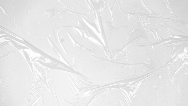 Plastic wrap texture overlay effect. Polyethylene packaging for vinyl or cd cover. Shrink crumpled plastic sleeve, mockup illustration
