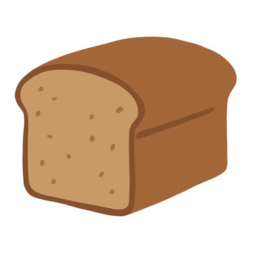 Cute hand drawn baked whole wheat toast bread loaf, bakery breakfast food clipart PNG for cafe menu and sticker design