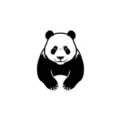 Friendly giant panda mascot face and front body silhouette © degan