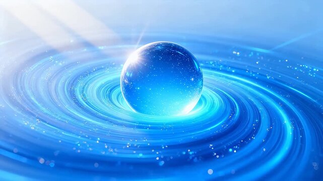 Blue glowing sphere in swirling energy