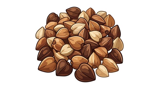Healthy raw buckwheat groats pile on plain white background