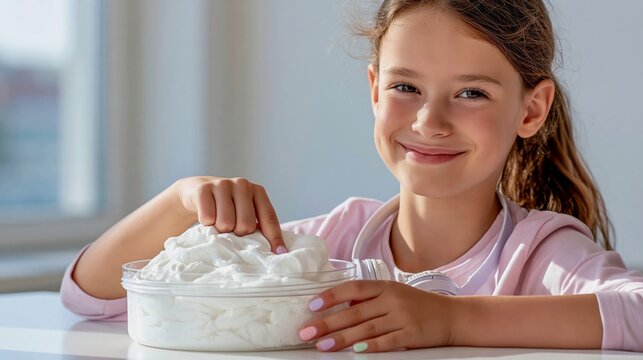 Tween Girl Enjoying ASMR Slime Tapping and Poking