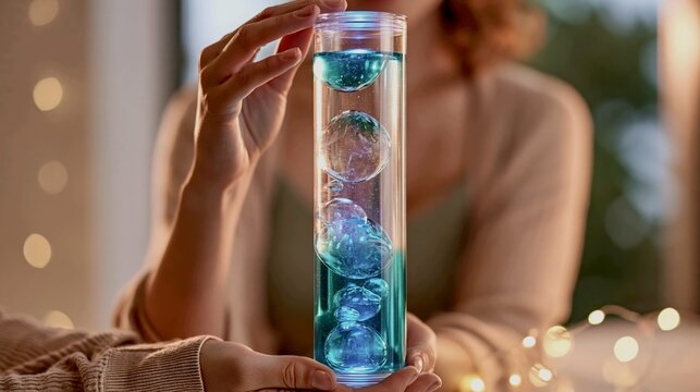 Liquid Motion Bubbler Toy Upside Down with Blue Oil