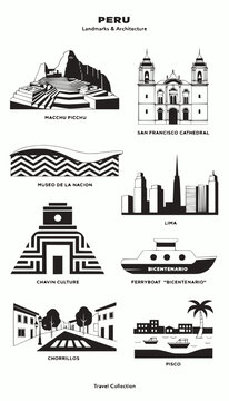 Peru Landmarks and Architecture Vector Collection