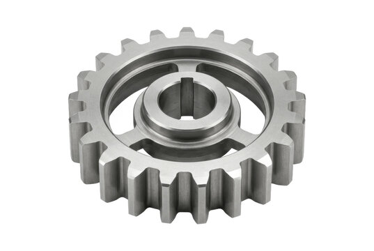 Industrial steel spur gear cogwheel for power transmission.