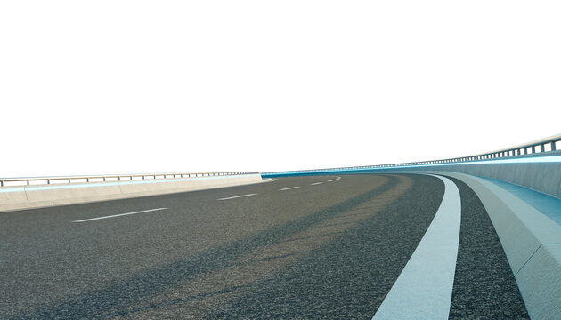 3d rendering Curved modern highway flyover road on transparent background