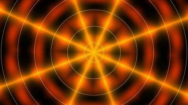 Dynamic Abstract Radial Pattern with Glowing Orange and Yellow Energy