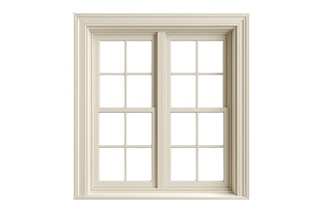 Fototapeta premium Classic white double window frame with rectangular glass panes