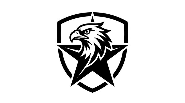 Eagle head with shield and star vector logo design