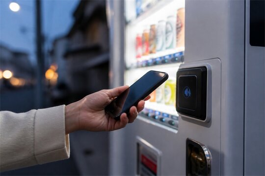Cashless smartphone payment at a Japanese vending machine