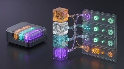 Fototapeta premium Holographic Diagram Showing Cyber Incident Notification And Vulnerability Disclosure Flow