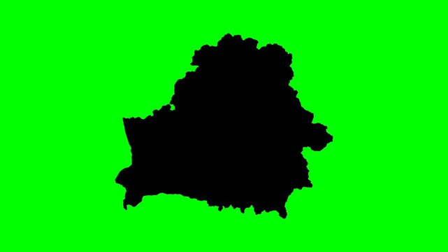 Animation geography country transition political animated map of Belarus transforming from light to dark green