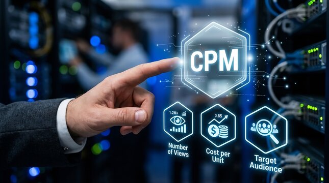 CPM cost per mille digital interface, advertising metric, marketing analytics, finance, server room technology