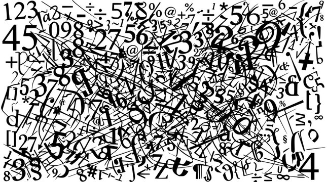 Abstract number pattern set with flowing numeric symbols featuring digits 0-9 with gradient colors and geometric shapes