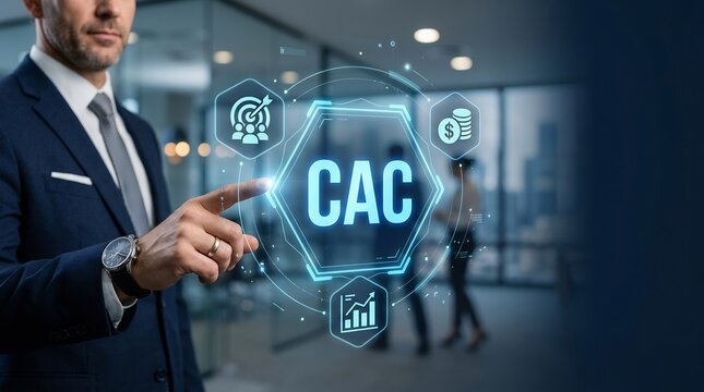 CAC customer acquisition cost office interface, business analytics, finance, marketing strategy, corporate growth