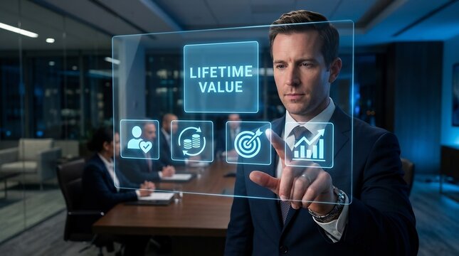 Lifetime value business interface, corporate analytics, customer engagement, finance, growth strategy