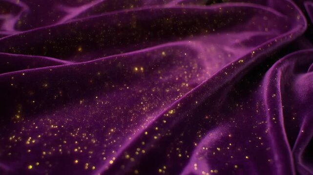 Purple Velvet with Drifting Glowing Particles, Luxurious Abstract Background