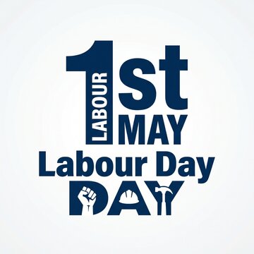 Labour Day graphic with bold text and worker symbols