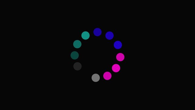 Colorful loading spinner icon with circular dots forming a progress indicator circle for digital web interface design isolated on a transparent background for easy use in software projects