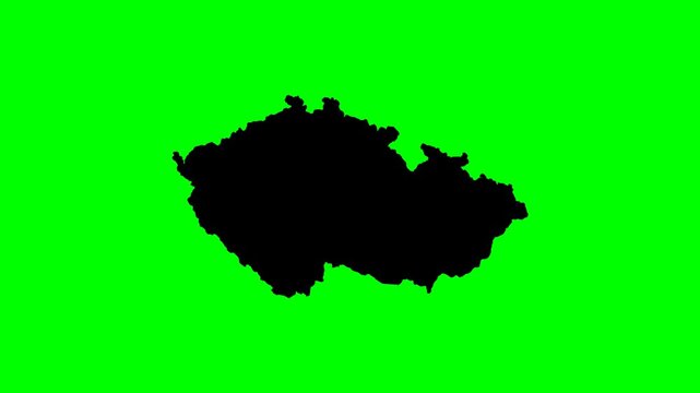 Animation transition geography country animated map progression of Czech Republic with green to black fill