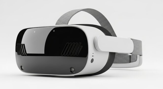 Modern Virtual Reality Headset for Gaming and Metaverse Experiences Isolated on White Background