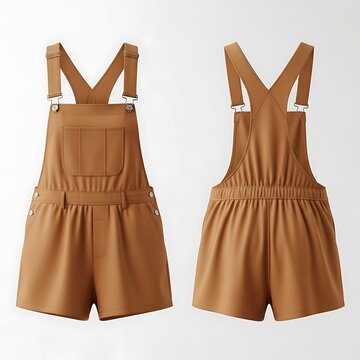 mockup of a caramel color short overall
