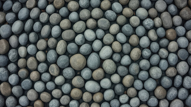 Polished river stone smooth pebble arranged by size muted color palette
