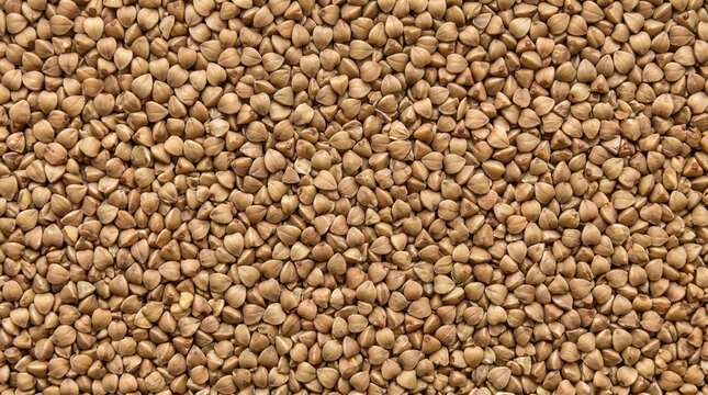 Full frame texture of raw buckwheat groats ideal for health food marketing, culinary website background, and nutrition presentation