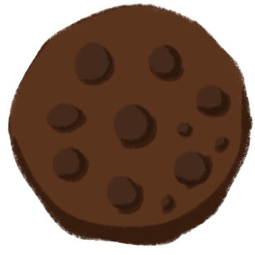 A delicious chocolate cookie with distinct chocolate chip patterns is resting comfortably, inviting everyone to enjoy its tasty texture and irresistible flavor in various culinary creations