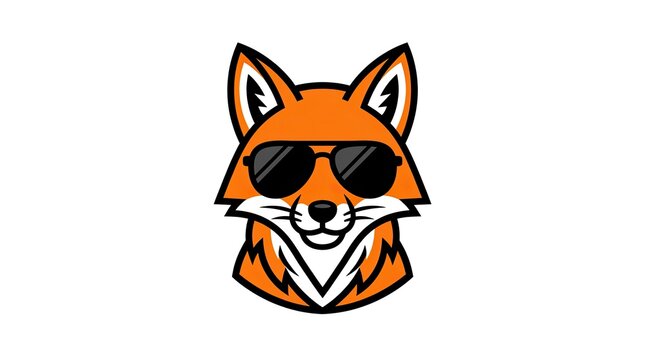 Cool orange fox head wearing black sunglasses mascot logo
